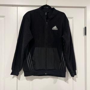 Adidas‎ Men's Fleece Sherpa Full Zip Jacket Gummy Logo Pockets Black Size S